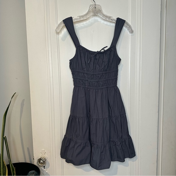 Aritzia Sunday Best Martine Poplin Midi Dress Blue Grey Midi Dress - Picture 3 of 16